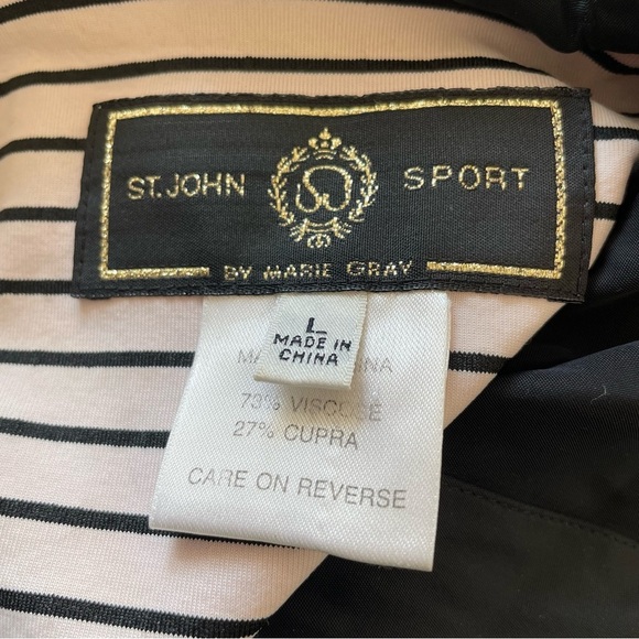 St. John Sport Marie Gray Vintage Black Half Zipper Windbreaker Jacket Size L - Picture 8 of 11